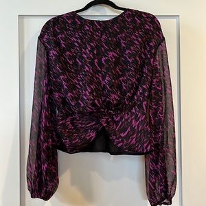 Express abstract print twist Front peplum top
